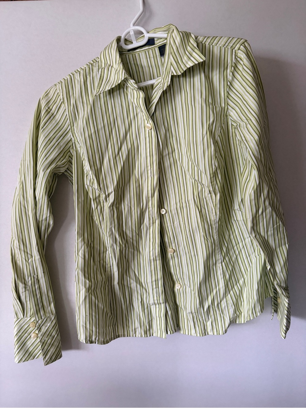 Liz Claiborne Olive Green and White Striped Blouse